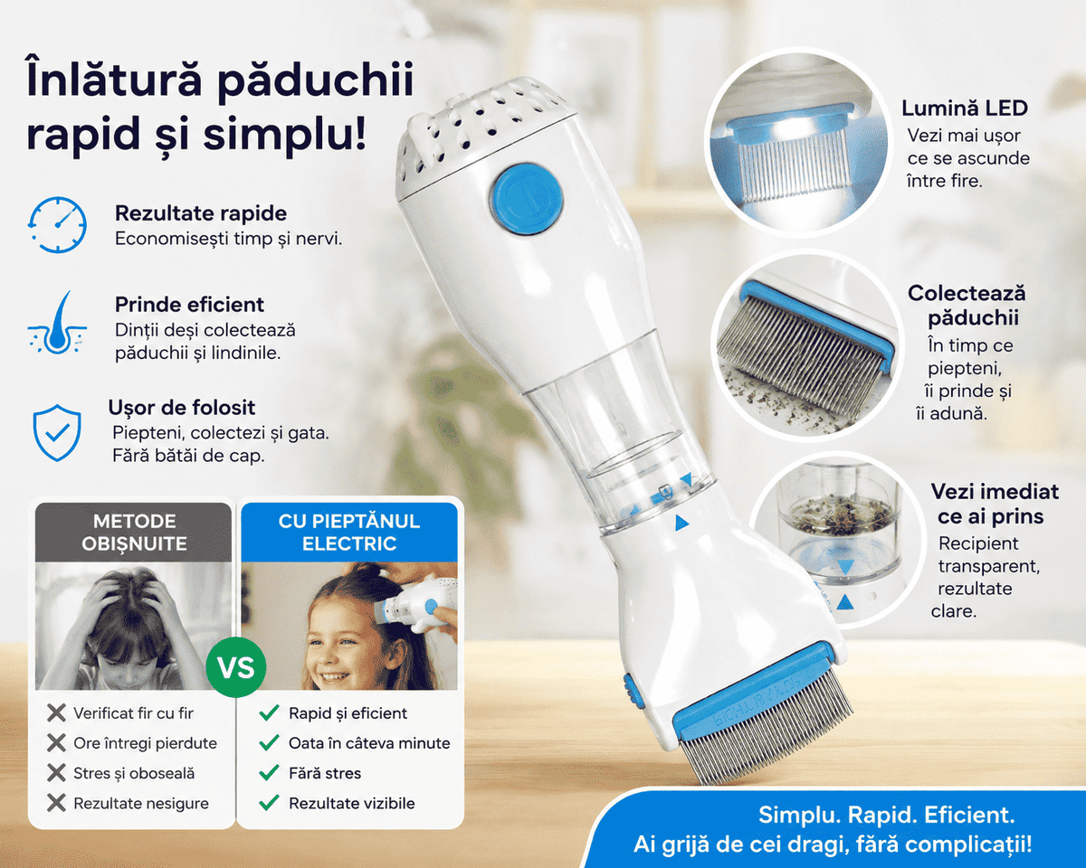 ZeroPăduchi™-Pieptănul Electric Împotriva Păduchilor