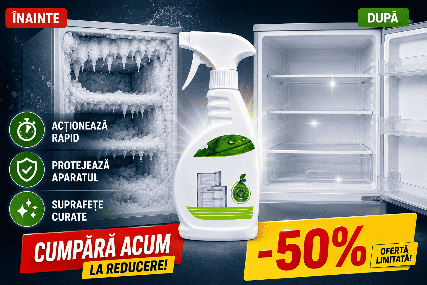 DezghețFix™-Spray Dezghețare Frigider & Congelator