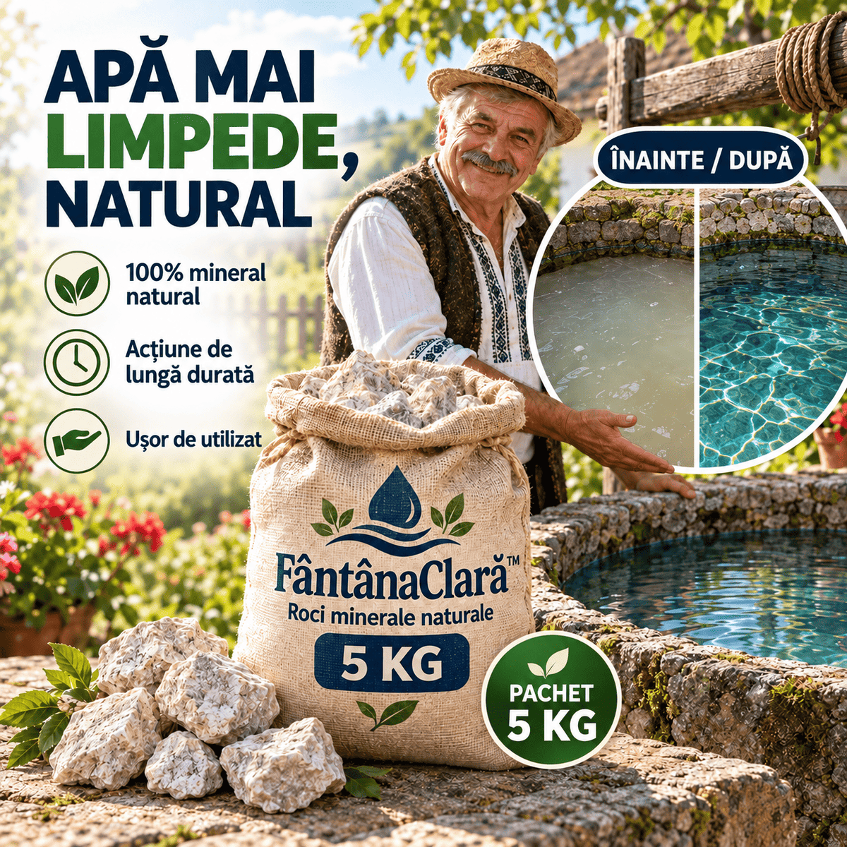 FântânaClară™ – Roci Minerale pentru Apă Mai Limpede - 5 KG