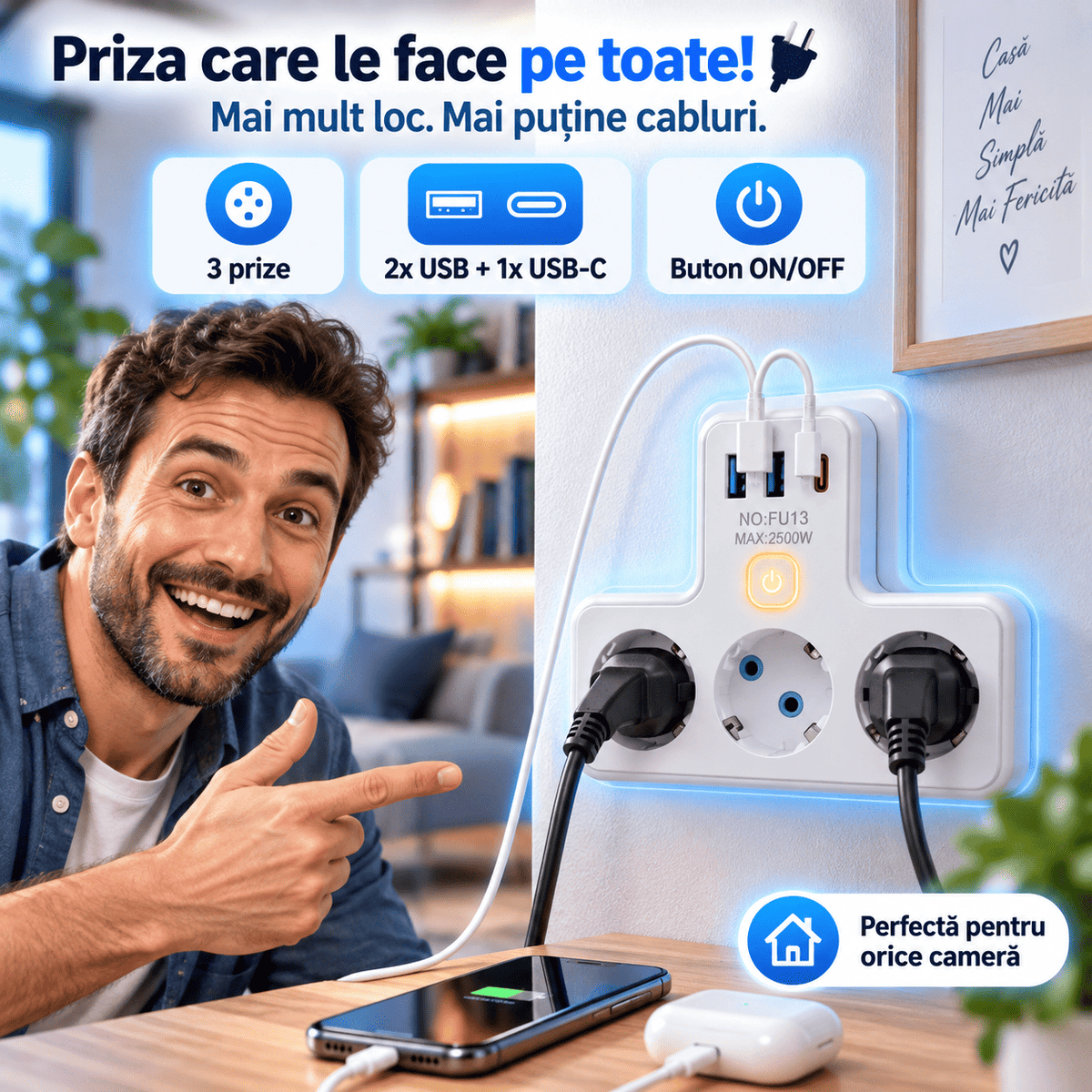 Priză Smart™ 6-în-1 – Curent Pentru Tot